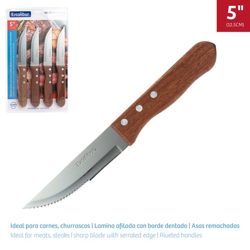 [9-551] JUEGO DE CUCHILLO 5" x 4 UNID EXCALIBUR 9-551