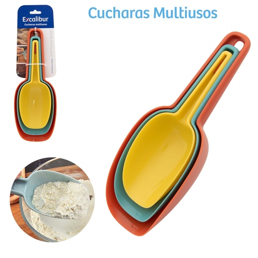 [9-571] JUEGO DE CUCHARAS PLAST MULTIUSO x 3 UNID EXCALIBUR 9-571