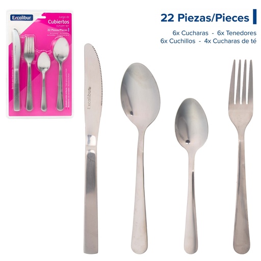 [9-581] JUEGO DE CUBIERTOS x 22 UNID EXCALIBUR 9-581