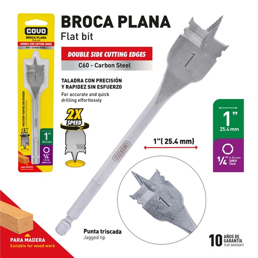 [9-587] MECHA PLANA P/MADERA x 1" COVO 9-587