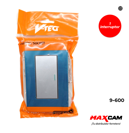 [9-600] INTERRUPTOR SENCILLO ACERO INOX V-TEG 9-600