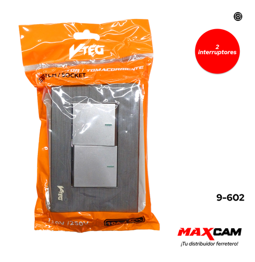 [9-602] INTERRUPTOR DOBLE GRIS V-TEG 9-602