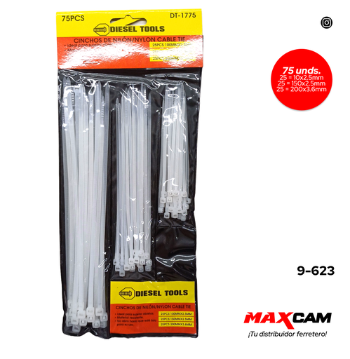 [9-623] JUEGO DE TIRRAP BLANCO x 75 UNID DIESEL T 9-623