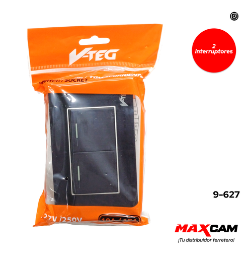 [9-627] INTERRUPTOR DOBLE ACRILICO NEGRO V-TEG 9-627