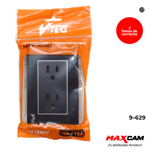 [9-629] TOMA DOBLE C/TIERRA ACRILICO V-TEG 9-629