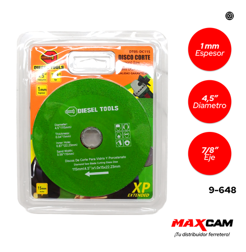 [9-648] DISCO C/VIDRIO O PORCELANATO x 4 1/2" DIESEL T 9-648