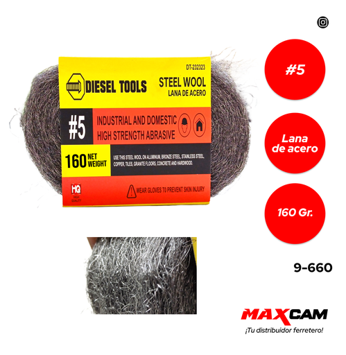 [9-660] LANA DE ACERO NRO 5 x 160 G DIESEL TOOLS 9-660