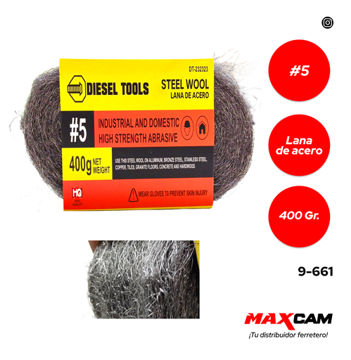 [9-661] LANA DE ACERO NUM 5 x 400 G DIESEL TOOLS 9-661