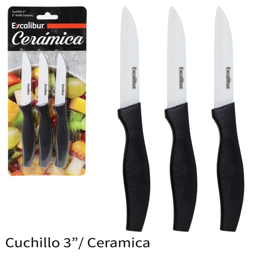 [9-669] JUEGO DE CUCHILLO CERAMICA 3" x 3 UNID EXCALIBUR 9-669