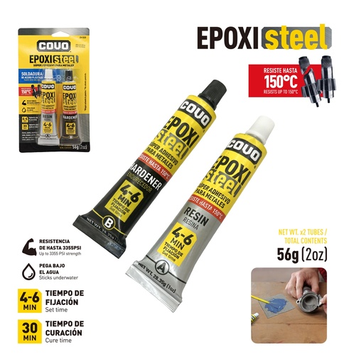 [9-696] PEGA EPOXY ACERO PLASTICO 56G COVO 9-696
