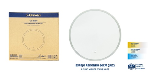 [9-700] ESPEJO C/LUZ 60CM GRIVEN 9-700