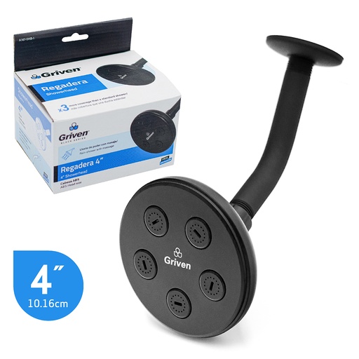 [4-808] REGADERA REDONDA 4" GRIVEN BLACK 4-808