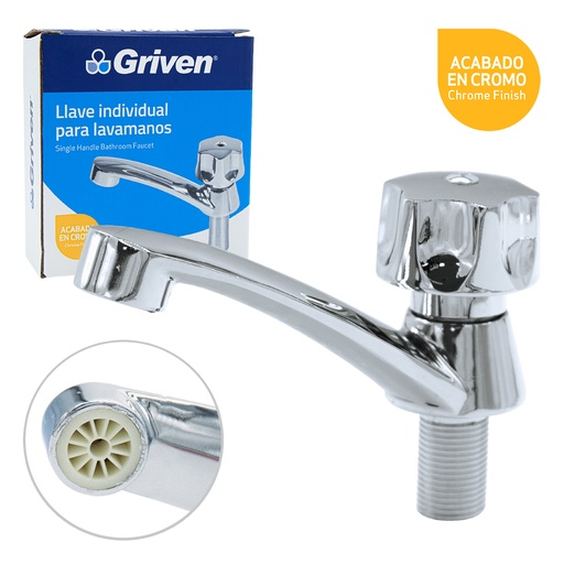 [4-853] LLAVE LAVAMANO INDIVIDUAL METALICA GRIVEN 4-853