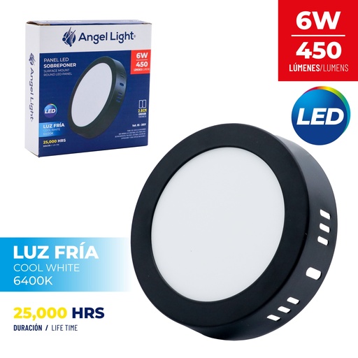 [4-855] PANEL LED SUPER NEGRO REDONDO 6W 85-265V 4-855