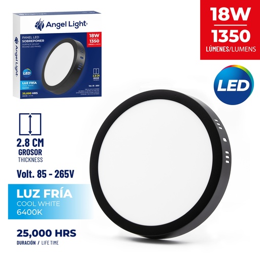 [4-865] PANEL LED SUPER NEGRO REDONDA 18W 85-265V 4-865