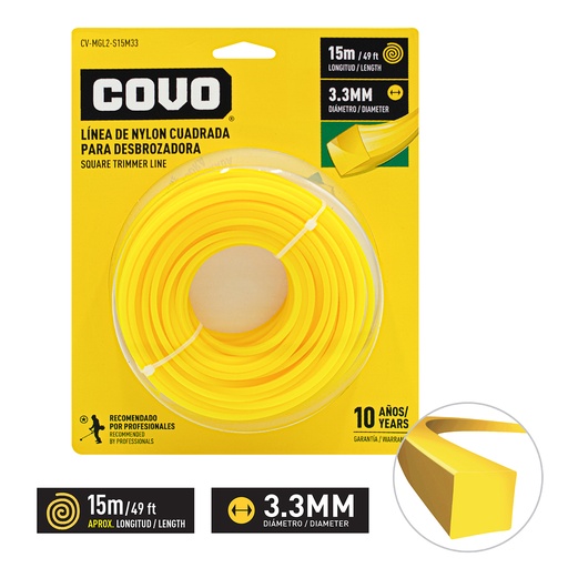 [4-887] NYLON DESMAL CUADRADO 3.3MM x 15MTS COVO 4-887