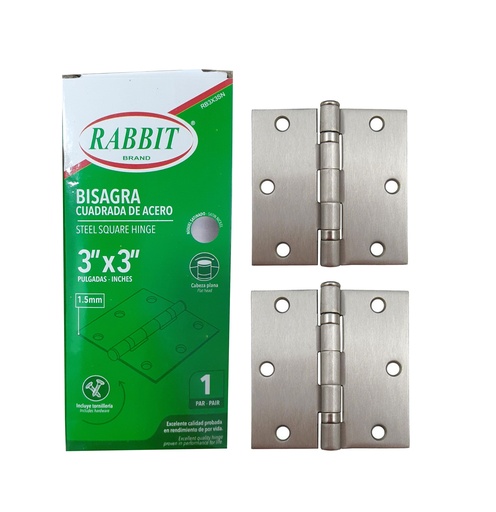 [4-924] BISAGRA P/PUERTA MADERA x 3" PAR PLATEA RABIT 4-924