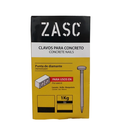[4-932] CLAVOS CONCRETO 4¨ 1KG ZASC  (75UNID APROX) 4-932