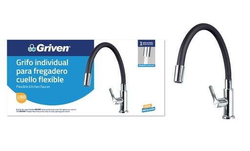 [4-988] LLAVE FREGADERO INDIVID FLEXIBLE NEGRA GRIVEN 4-988