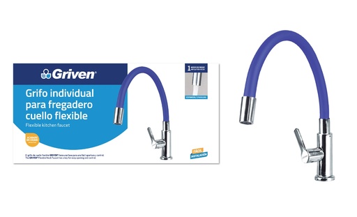 [4-989] LLAVE FREGADERO INDIVID FLEXIBLE AZUL GRIVEN 4-989
