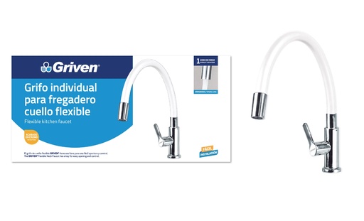 [4-991] LLAVE FREGADERO INDIVID FLEXIBLE BLANC GRIVEN 4-991