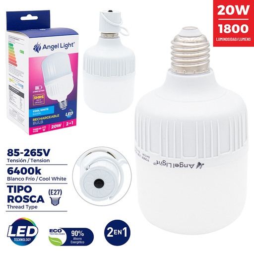 [5-083] BOMBILLO RECARGABLE 20W ANGEL LIGHT 5-083