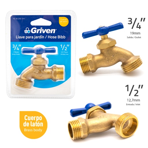 [5-084] LLAVE CHORRO BRONCE BLISTER GRIVEN 5-084