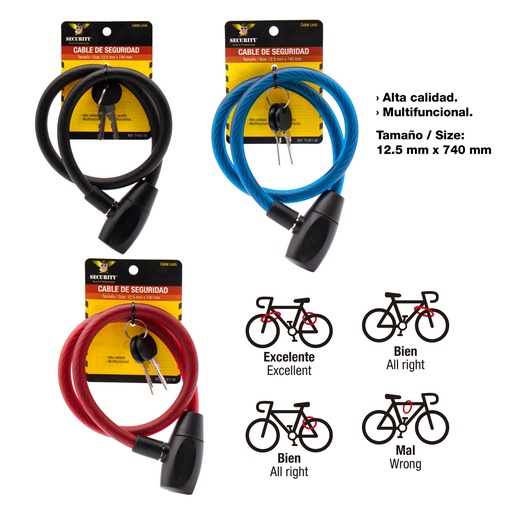 [5-088] CANDADO PARA BICICLETA C/LLAVE SECURITY 5-088
