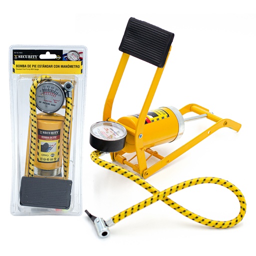 [5-097] BOMBA DE AIRE DE PIE CON MANOMETRO SECURITY 5-097