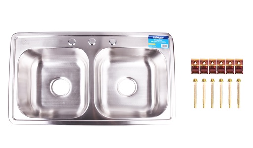 [5-108] [5-108] FREGADERO ACERO INOX DOBLE 84X48CM GRIVEN 5-108