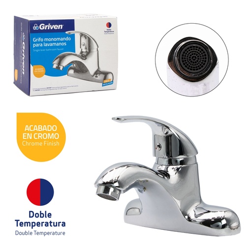 [5-121] LLAVE LAVAMANO DOBLE METALICA MONOMANDO GRIVEN 5-121