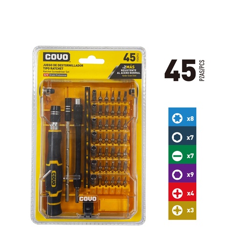 [8-229] JUEGO DESTORNILLADORES 45 EN 1 COVO 8-229
