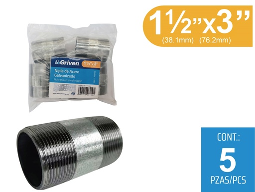 [8-250] NIPLE GALVANIZADO 1 1/2 x 3" GRIVEN 8-250