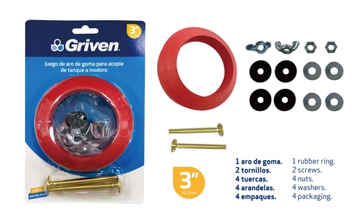 [8-260] GOMA PARA TANQUE WC KIT 3" GRIVEN 8-260