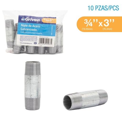 [8-326] NIPLE GALVANIZADO 3/4 x 3" GRIVEN 8-326