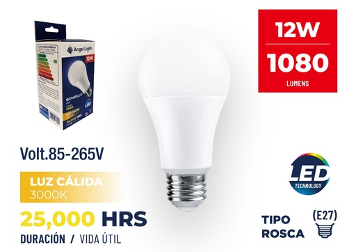 [8-352] BOMBILLO BULBO LED 12W LUZ CALIDA ANGEL LIGHT 8-352