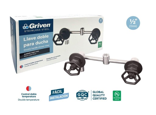 [8-488] LLAVE P/DUCHA DOBLE ACERO INOX GRIVEN 8-488