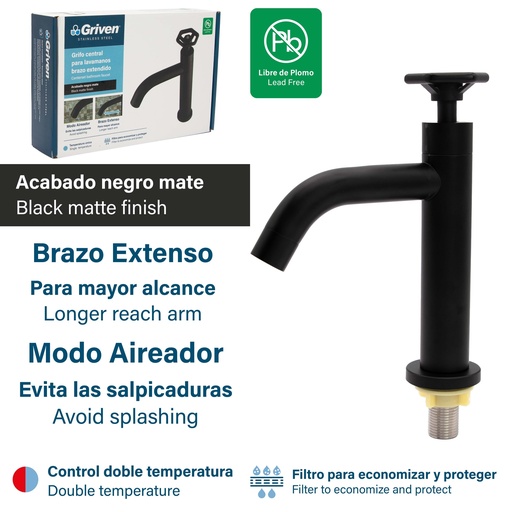 [8-497] LLAVE LAVAMANO INDIV ACERO INOX GRIVEN 8-497