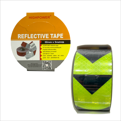 [8-539] CINTA REFLECTIVA VERDE/NEGRA 50MM x 5 MT 8-539