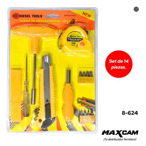 [8-624] JUEGO DE HERRAMIENTAS 14PCS DIESEL T 8-624