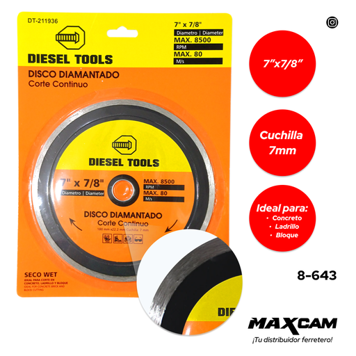 [8-643] DISCO C/CONCRETO CONTINUO x 7" DIESEL T 8-643