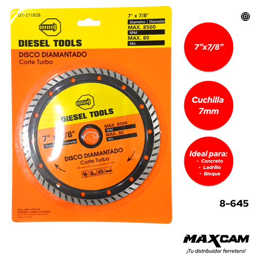 [8-645] DISCO C/CONCRETO TURBO x 7" DIESEL T 8-645