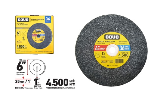 [8-666] DISCO P/ESMERIL D/BANCO G36 6" x 25MM COVO 8-666