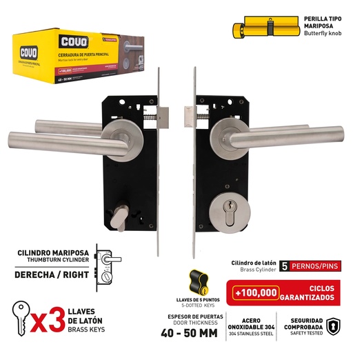 [8-699] CERRADURA PUERTA PRINCIPAL 5 PERNOS COVO 8-699