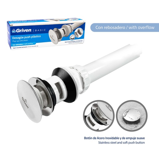 [8-717] DESAGUE LAVAMANO PUSH C/REB GRIVEN BASIC 8-717