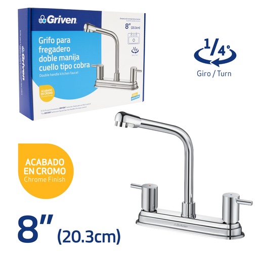 [8-747] LLAVE FREGADERO DOBLE 8" GRIVEN 8-747