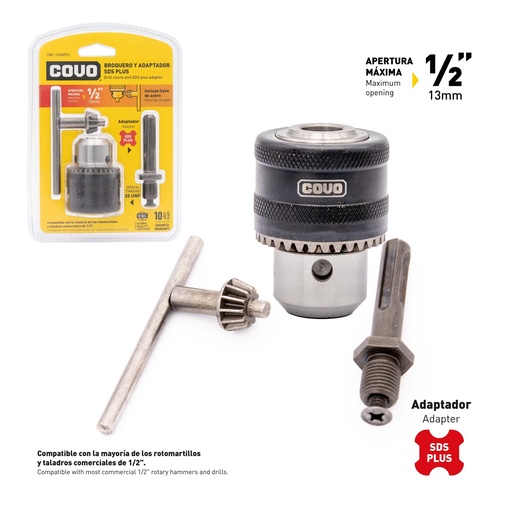 [8-756] MANDRIL P/TALADRO 1/2 C/ADAPT SDS COVO 8-756