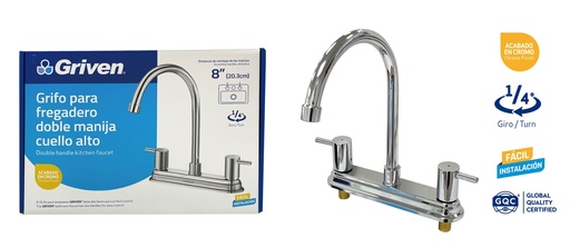 [8-763] LLAVE FREGADERO DOBLE 8" GRIVEN 8-763