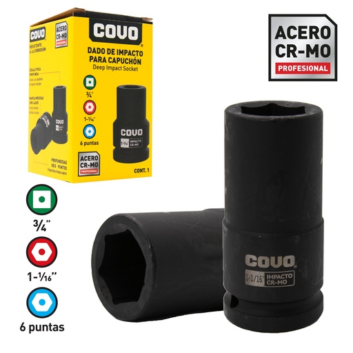 [8-789] DADOS DE IMPACTO 34MM x 1 1/16" COVO 8-789