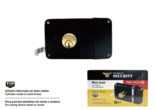 [8-814] CERRADURA CILINDRO FIJO NEGRA SECURITY 8-814